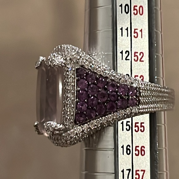 Judith Ripka - Amethyst Pink Quartz Sterling Silver Ring Size 6.75 - Picture 15 of 16